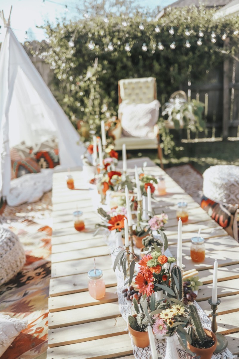 HOW TO CREATE A DREAMY, BACKYARD PARTY ON A BUDGET. HOW TO SHOP FOR A BOHO THEMED PARTY. ALL OF THE DETAILS ARE ON THE BLOG.