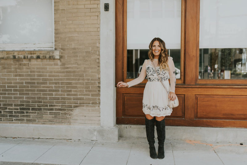 PERFECT NEUTRAL OUTFIT FOR FALL AND WINTER. EMBROIDERED DRESS AND BOOTIES ON MAJOR REPEAT THIS SEASON. 