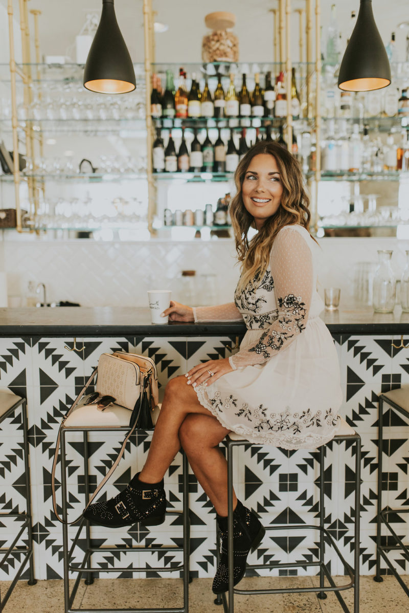 PERFECT NEUTRAL OUTFIT FOR FALL AND WINTER. EMBROIDERED DRESS AND BOOTIES ON MAJOR REPEAT THIS SEASON. 