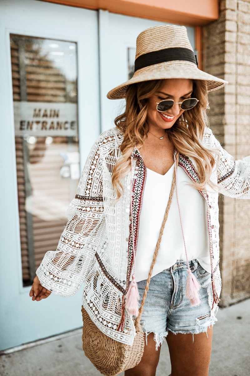 CASUAL OUTFIT FOR A DAY OF EXPLORING DALLAS. OPEN FRONT TOP WITH CROCHET AND TASSEL DETAILS. READ MORE ABOUT MY RIVER ISLAND SUMMER STYLE ON THE BLOG. 