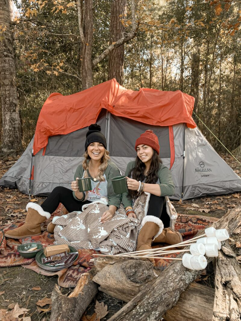 To prep for OUR CAMPING trip, we knew that Academy would have everything that we needed. From the tents to the sleeping bags to the fire logs, Academy had it all for our outdoor adventure. I found the cutest tin mugs and kettle that worked great with our hot chocolate. And, the wood, roasting sticks were under $5 and perfect for the s’mores. 