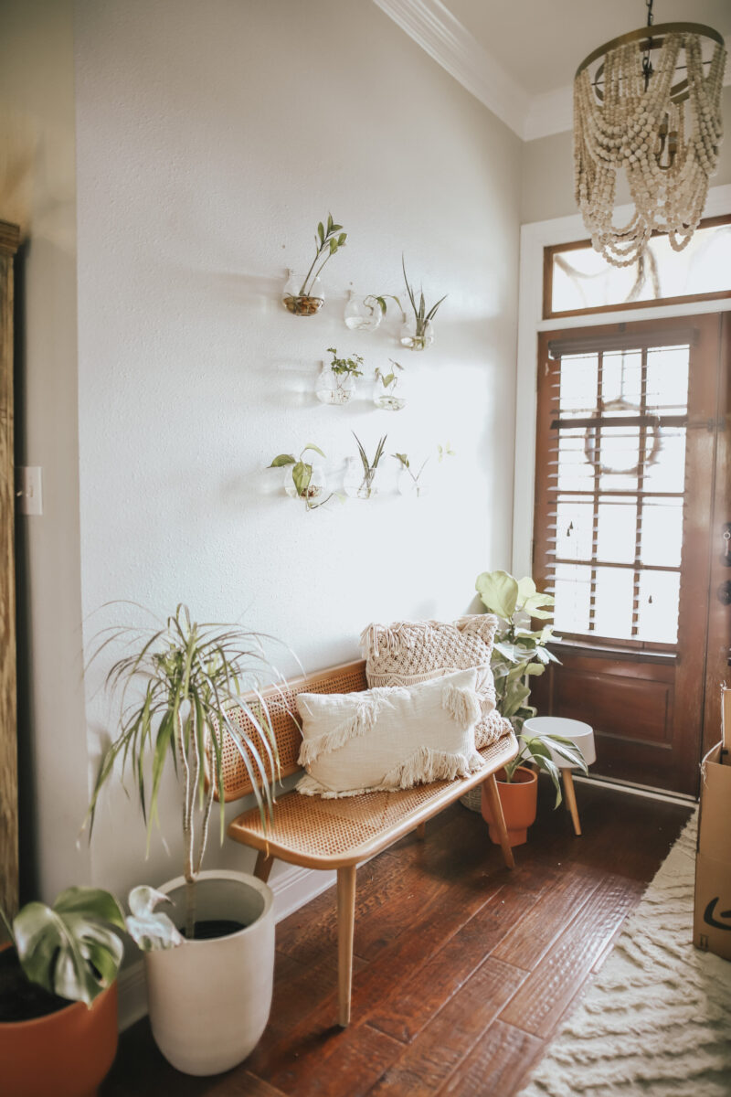 LIVING ROOM REFRESH WITH A FEW AFFORDABLE FINDS FRO TARGET AND OVERSTOCK. ROUND MIRROR, LOTS OF TEXTURE, PAMPAS GRASS, AND MORE ON THE BLOG.