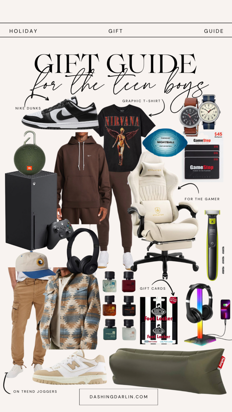 ROUNDED UP ALL OF THE GIFT IDEAS FOR TEENAGE BOYS. THESE ARE ALL ON TREND & SO MANY AFFORDABLE OPTIONS.